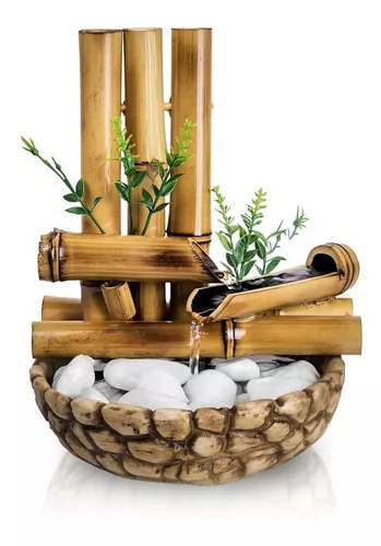 Fonte Bambu De Mesa Feng Shui Agua Cascata Decorativa 26cm Cor Marrom 110v/220v - Imagem 2