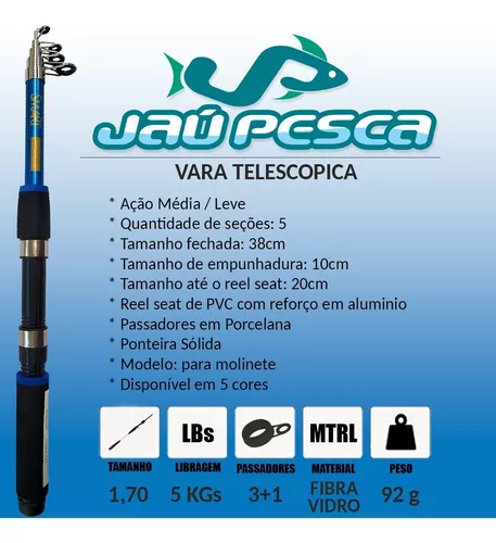 Vara De Pesca 20lbs Completa Com Molinete Sol Linha Barato - Imagem 4