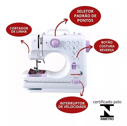 Máquina de costura reta Importway IWMC-505K portátil branca 127V/220V Com Mesa Extensora e Kit Costura - Imagem 4