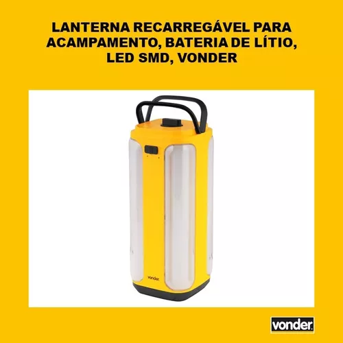 Lanterna Led Vonder Portátil Acampamento Luz Branco Frio Cor da lanterna Amarelo - Imagem 4