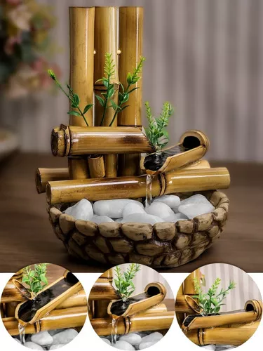 Fonte Bambu De Mesa Feng Shui Agua Cascata Decorativa 26cm Cor Marrom 110v/220v - Imagem 4
