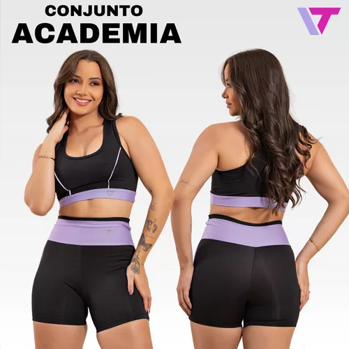 Kit 4 Conjunto Fitness Feminino Top Short Academia C/ Bolso - Imagem 4